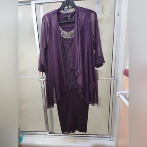 NWT R&M Richards Beautiful 3P Plum Colored Pant Set. Sz 16W. Bearded Neckli $80.